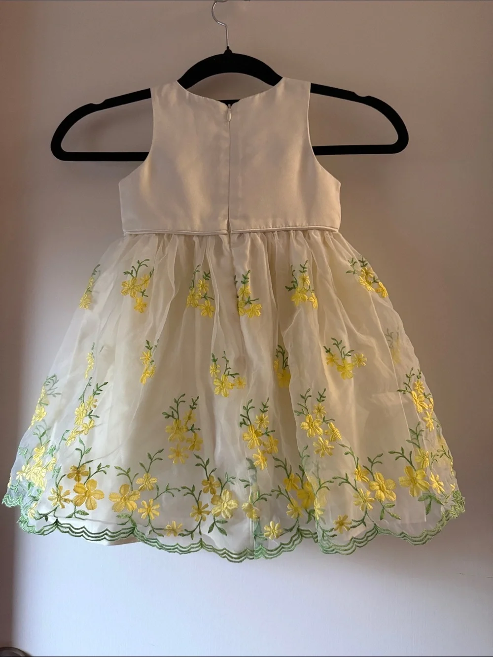 American Princess Cream Dress with Yellow Floral Embroidery